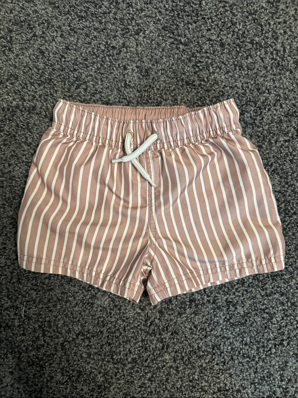 Carter's brown and White Striped Kids Swim Shorts